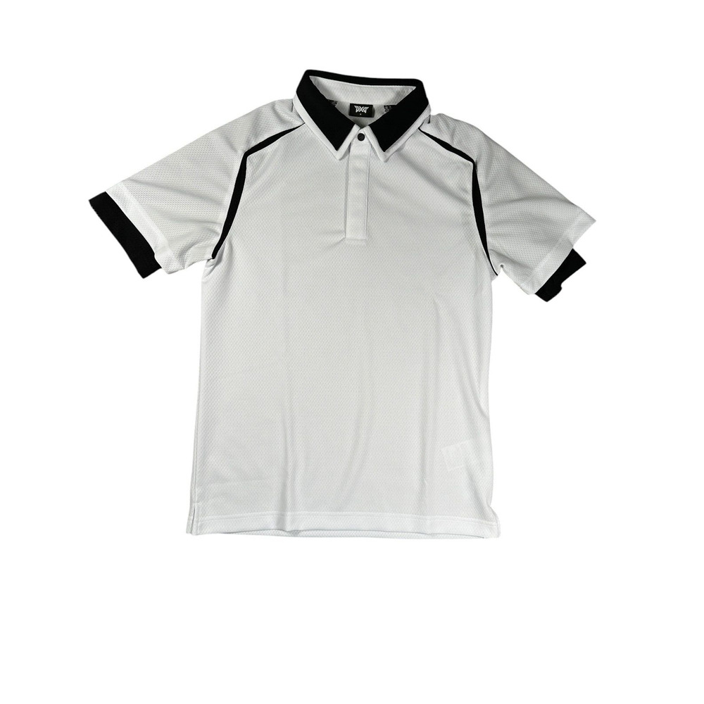 PXG Polo Shirt Mens Size M White Short Sleeve Mesh Nick Jonas Casual Performance